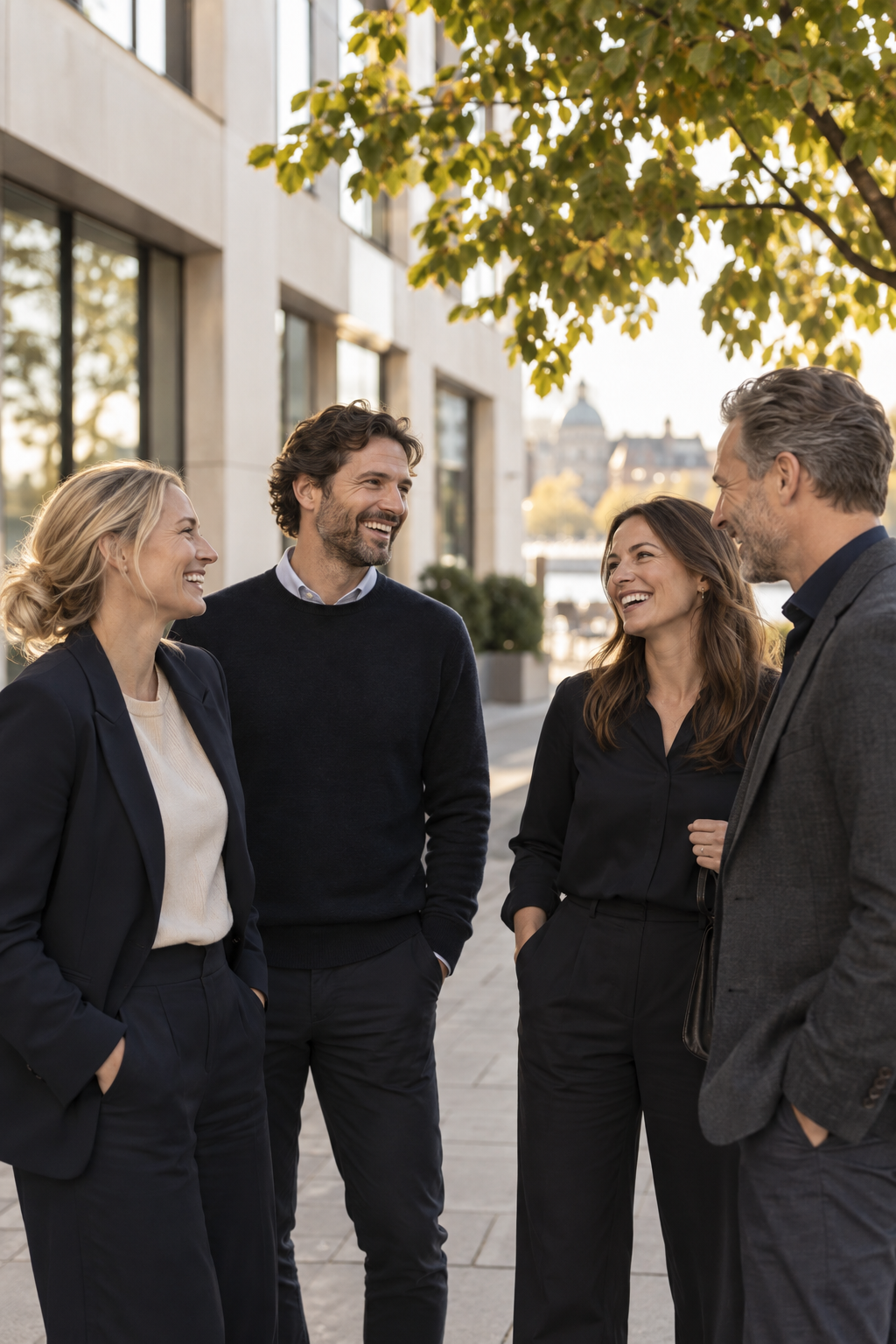 Medarbetare på Cendro Accounting i samtal utanför kontoret